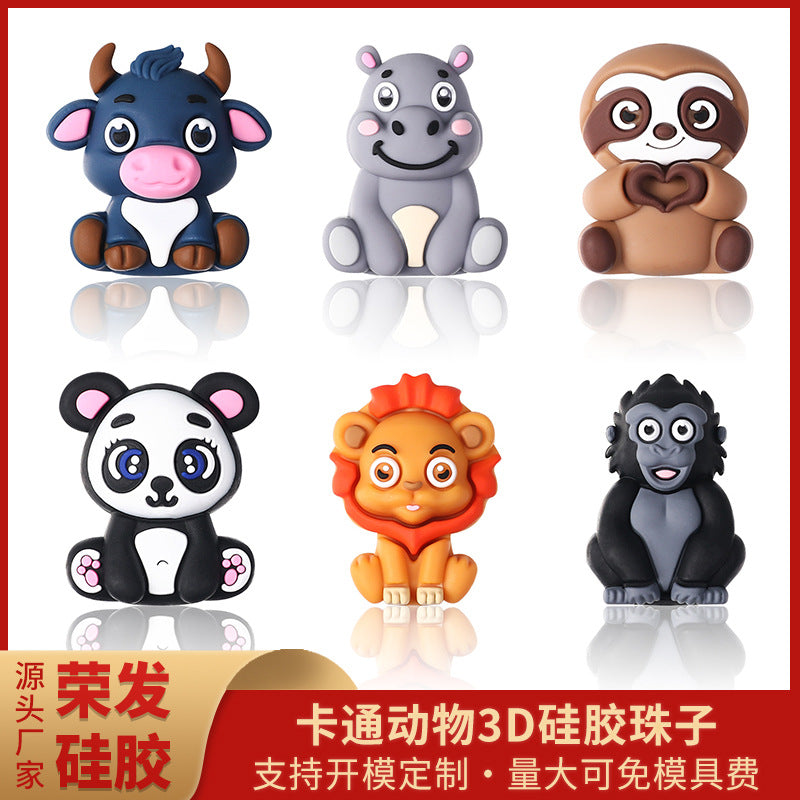 Wholesale 20pcs/pack 3D sloth silicone beads DIY beading accessories glue beads